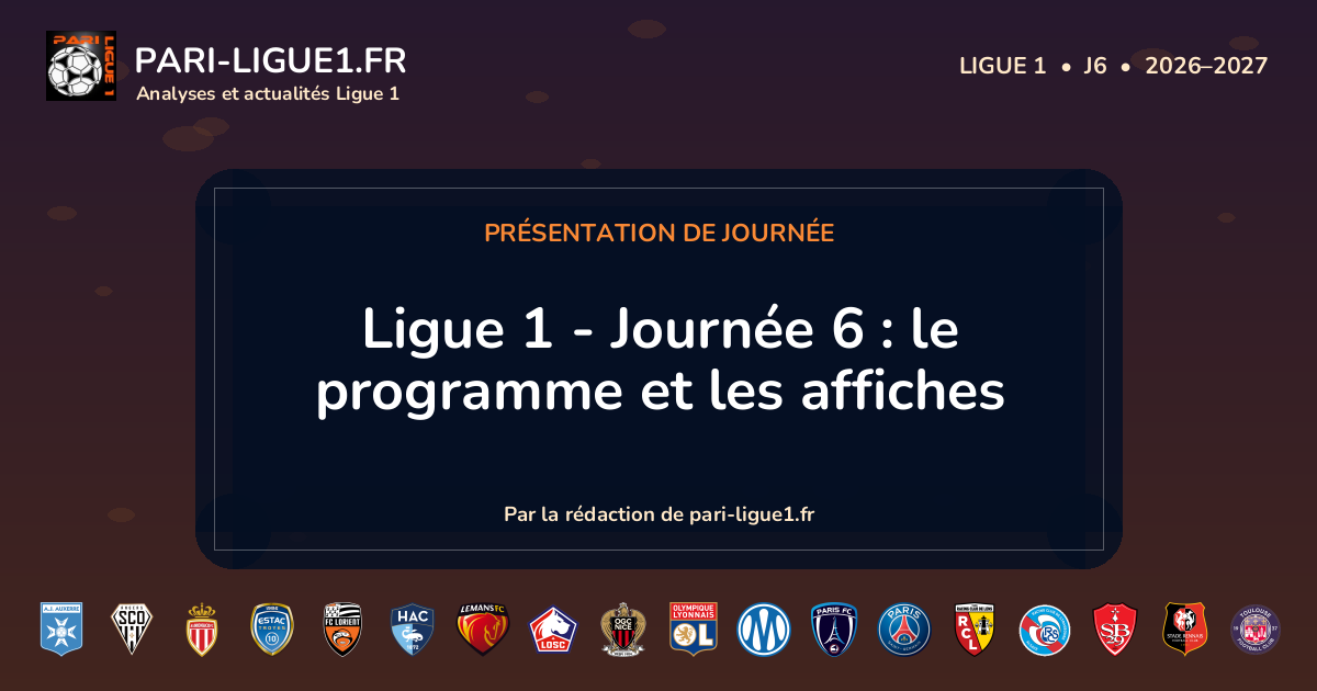 Présentation de la journée 6 de Ligue 1.