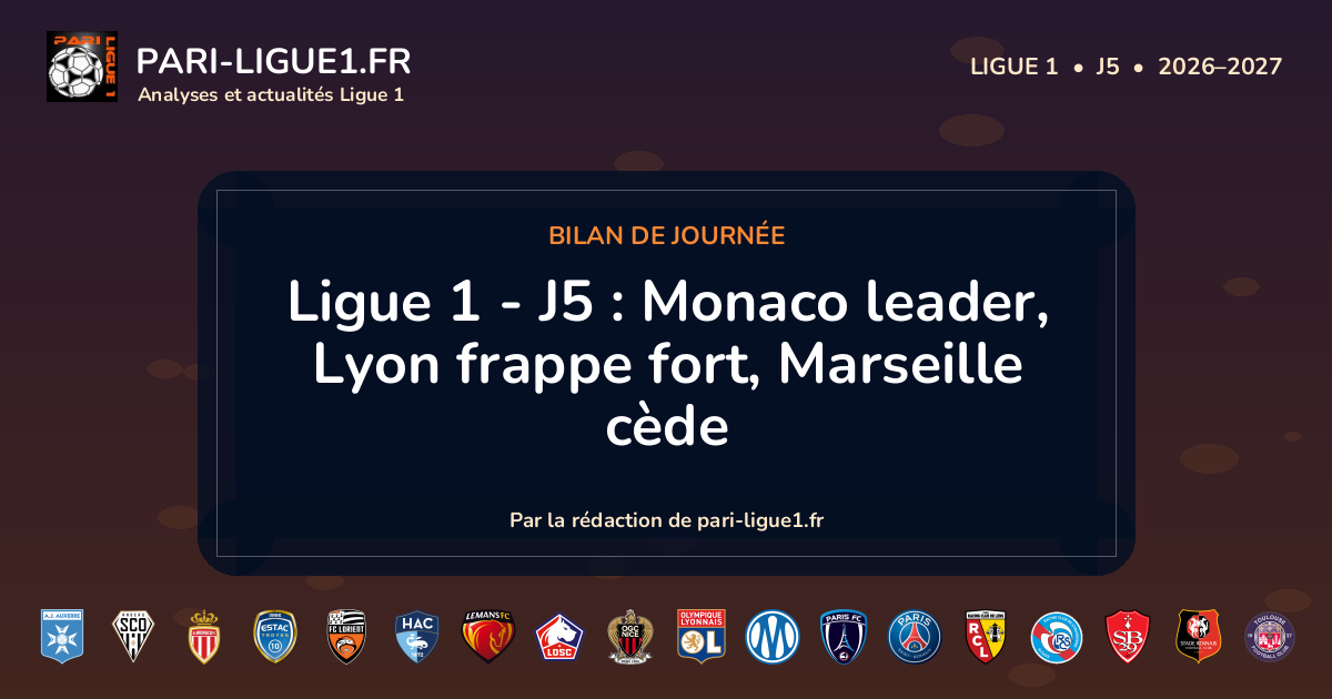Bilan de la journée 5 de Ligue 1.